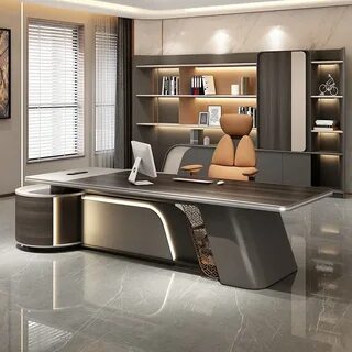 Luxe moderne bureautafel, high-end design, L-vormig directiebureau voor thuis of
